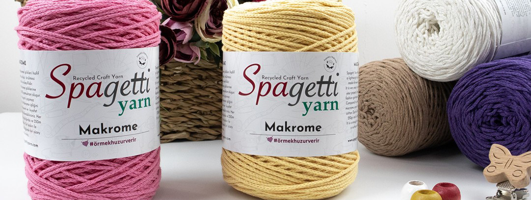 Rengârenk Pamuk Makromeler Spagetti Yarn'da Rengârenk Pamuk Makromeler Spagetti Yarn'da