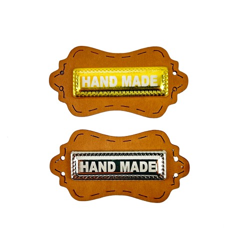 2'li Handmade Yazılı Metal-Suni Deri Etiket