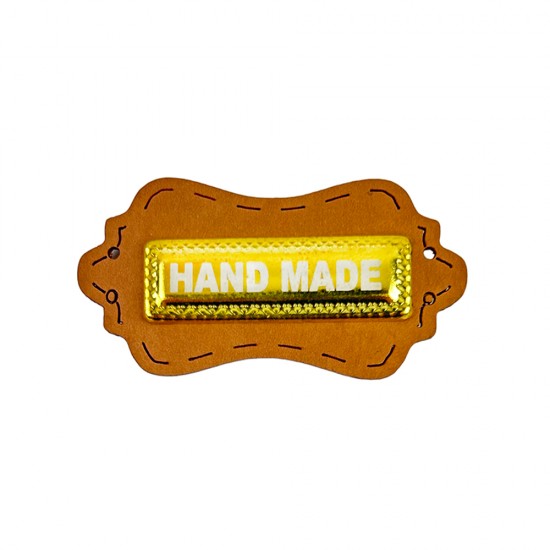 2'li Handmade Yazılı Metal-Suni Deri Etiket