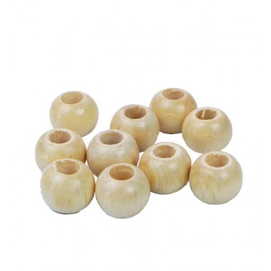 10'lu 12mm Cilalı Ahşap Yuvarlak Boncuk 10'lu 12mm Cilalı Ahşap Yuvarlak Boncuk