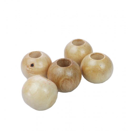 5'li 22mm Cilalı Ahşap Yuvarlak Boncuk 5'li 22mm Cilalı Ahşap Yuvarlak Boncuk