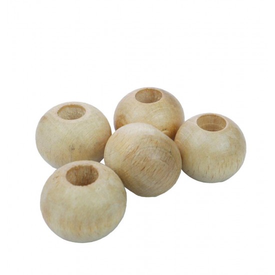5'li 26mm Cilalı Ahşap Yuvarlak Boncuk 5'li 26mm Cilalı Ahşap Yuvarlak Boncuk