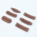 6'lı Handmade Yazılı Kahverengi Suni Deri Etiket