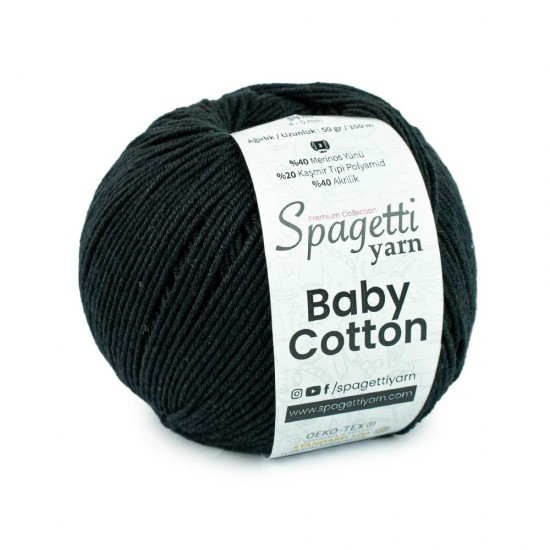 Baby Cotton Siyah El Örgü İpliği