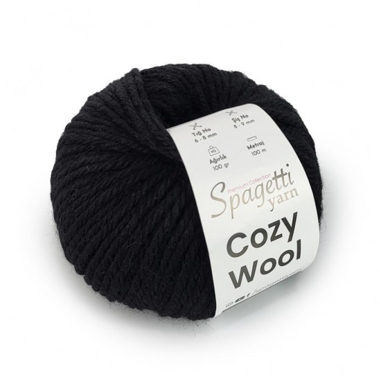 Cozy Wool Siyah El Örgü İpliği