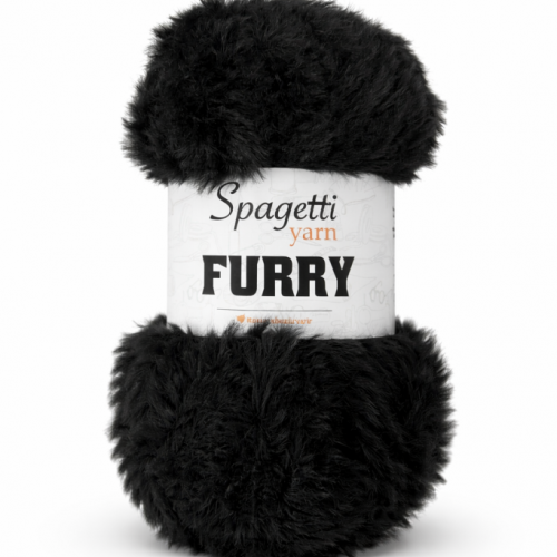 Furry Siyah Kadife El Örgü İpliği
