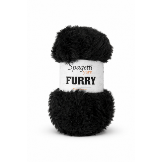 Furry Siyah Kadife El Örgü İpliği