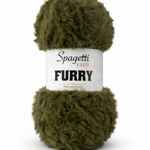 Furry Haki Kadife El Örgü İpliği
