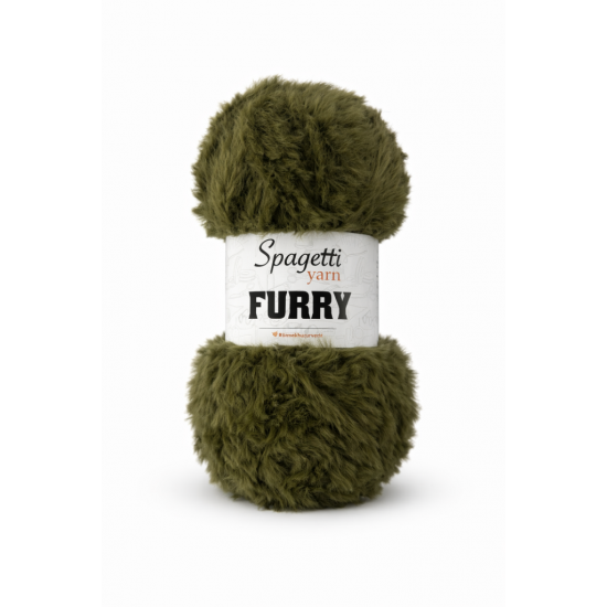 Furry Haki Kadife El Örgü İpliği