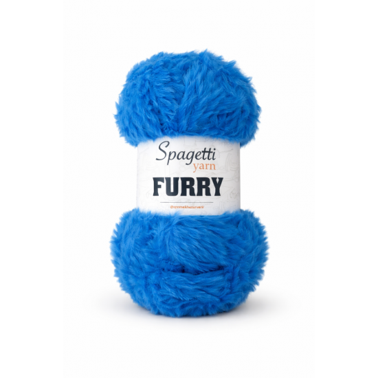 Furry Azur Mavisi Kadife El Örgü İpliği