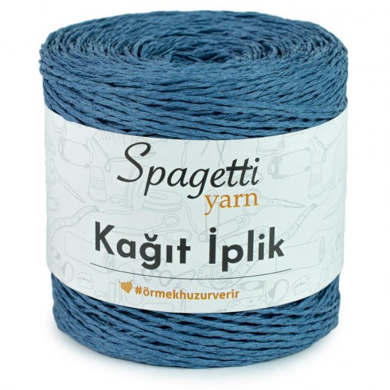 Kağıt İp Kot Mavi El Örgü İpliği