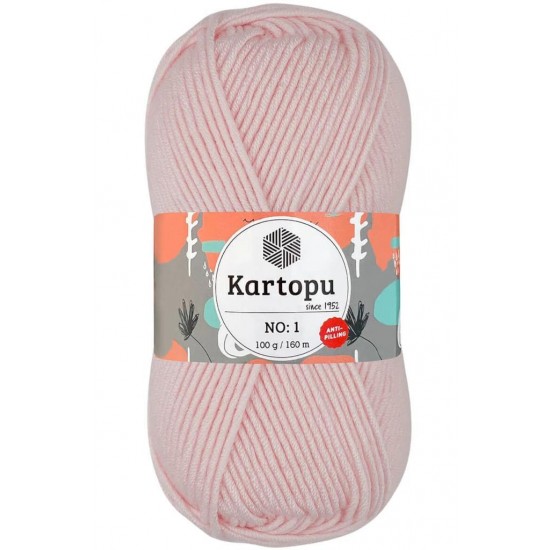 Kartopu No: 1 Açık Pembe El Örgü İpliği K255