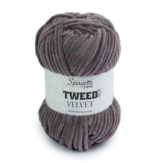 Tüvit Velvet Gri-Pembe Kadife El Örgü İpliği