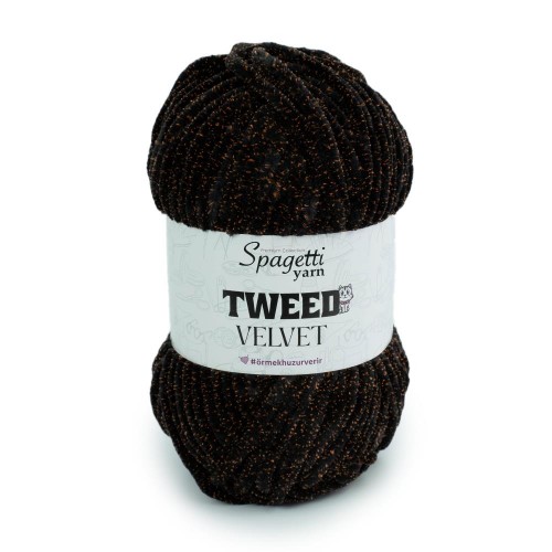 Tüvit Velvet Siyah-Turuncu Kadife El Örgü İpliği